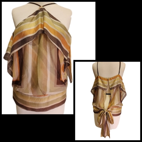 BCBGMaxAzria Silk Layered Open Tie Back Camisole - Picture 16 of 16